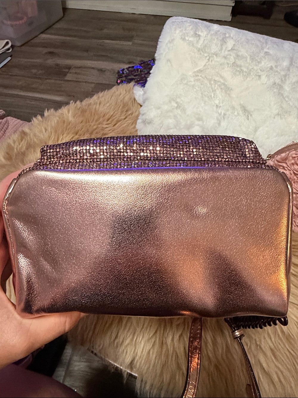 Victoria Secret Pink Studded Bling Mini Backpack & Pink Rosette Makeup Bag - Picture 4 of 12